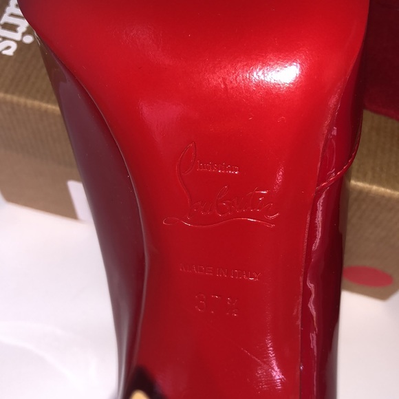 NEW Louboutin buckle Peep Toe sexy Red Patent Leather Pumps heels 💯 Authentic - Picture 7 of 11